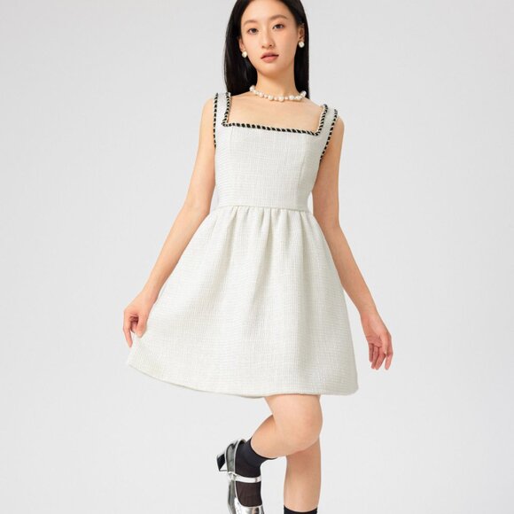 Cider Tweed U-neckline Solid Mini Dress - Picture 4 of 6